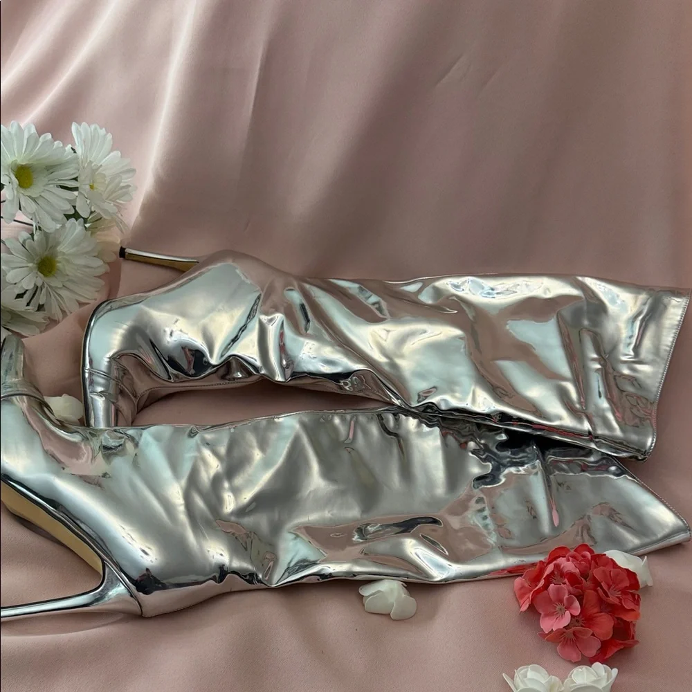 Metallic Stiletto Knee High Boots | Trendy Fall Winter Must Have - Picture 10 of 11